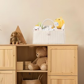 I IHAYNER Baby Diaper Caddy Basket – Baby Shower Caddy Organizer for Newborn Boys and Girls Waterproof Diaper Storage Black