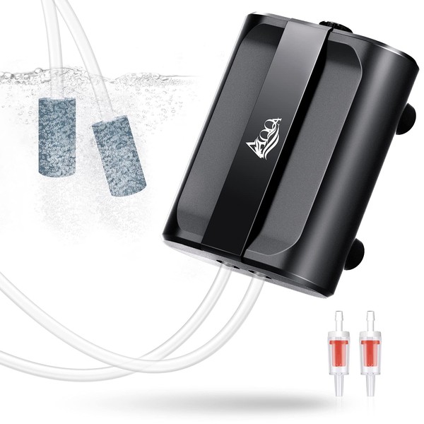 AQQA Aquarium Air Pump,5W Dual Outlet Oxygen Pump with 2