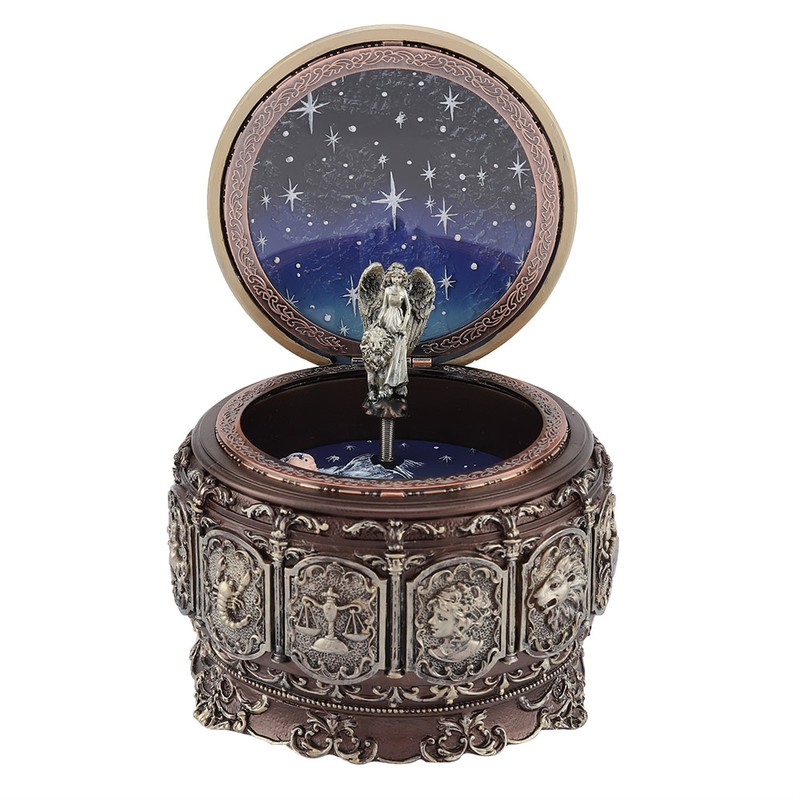 Vintage Music Box with 12 Constellations Rotating Goddess Twinkling LED