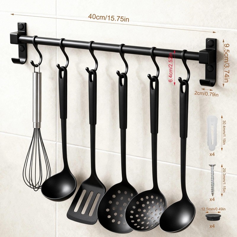 QYDKWK Kitchen Hanging Rack Utensil Rod, Metal Kitchen Holder Hanger,