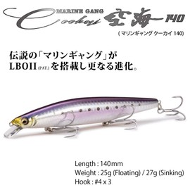 Megabass MARINE GANG Cookai 140S Shellskin Chart Back Rainbow