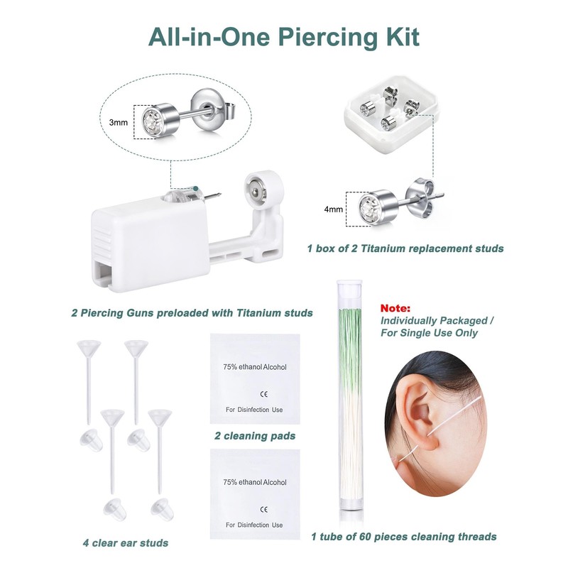 DJCIW 15pcs G23 Titanium Gold Ear Piercing Kit 4mm Ball,