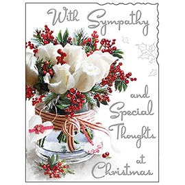 Jonny Javelin With Sympathy And Special Thoughts At Christmas Card - Vase Of Flowers