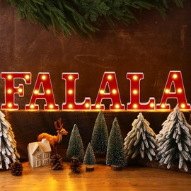 Honoson 6 Pcs Christmas Indoor Decorations, Christmas Lights Sign Fa-la-la LED Neon Sign Marquee Lights for Xmas Home Kitchen Fireplace Tabletop Party Decoration