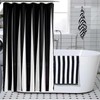 Black and White Striped Bathroom Shower Curtain, Piano key Pattern