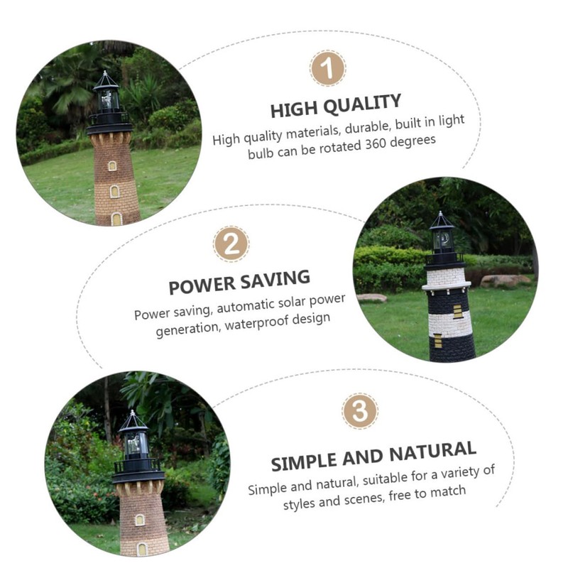 DOITOOL Led Solar Revolving Lighthouse Light Outdoor Rotating Landscape Lamp