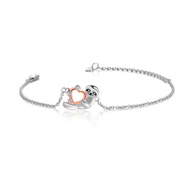 JERWLI Sloth Anklet 925 Silver Cute Sloth Ankle Anklet Sloth Jewellery Gift for Women Girls Friends Animal Wild Animal Lovers, Sterling Silver