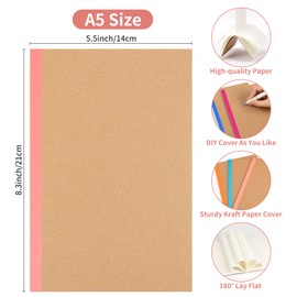 30 Pack Blank Composition Notebook Journals Bulk, A5 Unlined Paper Notebook, Kraft Cover with Rainbow Spines, 8.3”x 5.5”, 15 Colors 60 Pages for School Office Travel