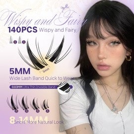 JIMIRE Manga Lash Clusters Kit Wispy Eyelash Clusters 8-14MM Fairy Lash Extension Kit with Lash Bond and Seal Short Cluster Eyelash Extensions with Bottom Lash Clusters