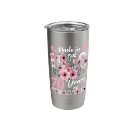 70 Years Old Born In 1956 Floral 70th Birthday Gifts Women Stainless Steel Insulated Tumbler