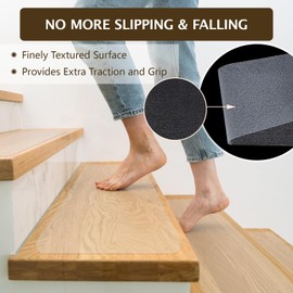 Wishtofly Clear Non Slip Stair Treads - 24"x6", 18-Pack Anti Slip Strips for Wooden Steps Indoor, Transparent Adhesive Pre-Cut Step Grips, Safety for Elderly, Children and Dogs