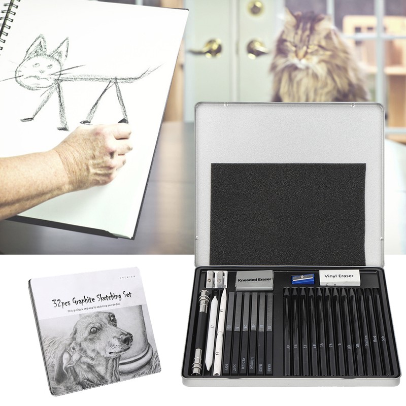 32Pcs Sketch Pencil Set Beginner Painting Tool Art Supplies with