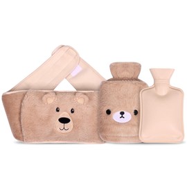 Hot Water Bottle with Cover, Adjustable Length Hot Water Bottle Belt, Hot Water Bottle Leak-proof with Plush Cover, Hot Water Bottles for Neck and Shoulder, Back, Legs, Waist Warming Hot Water Bottle