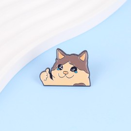 Funny Cat Mom Enamel Pin, Thumb Up Cat Meme Brooch Pin, Gift For Kitten Mama Feline Lover, Kawaii Kitten Lapel Badge, Paws Off Brooches, Funny Hand Sign Decorative Jewelry Accessories For Backpack Jacket Hat