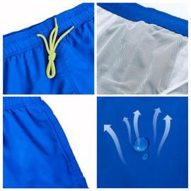 Swimming Trunks Men's Swimming Shorts Quick-Drying Leisure Beach Shorts Swimming Trunks Men with Pockets Board Shorts Swimming Trunks Men Contrasting Drawstring Swimming Shorts for Men Short, blue, L
