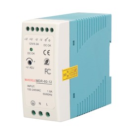 MAKERELE MDR 12V DIN Rail Power Supply 60W, Power Switching Converter AC 100V-240V to DC 12V with Overload Protection for Industrial