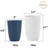 Wrova Wheat Straw Water Cups 16oz with Etched Pattern -