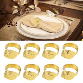 Rosvola Hebillas de Anillos de Servilleta, Hebillas de Servilleta de Metal de Hoja de Arce Dorado Galvanizado para Catering para Banquetes para Hotel