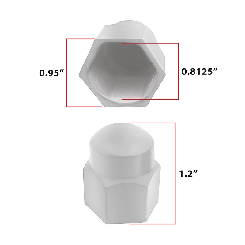 A.A 10 Pack - 13/16" White Nylon Lug Nut Cover