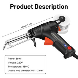 Suevut Internally Heated Industrial Welding Tools, Industrial Fast Heating Soldering Iron, Automatic Welding Gun, 60 W Hand Welding Machine, One-Handed Operation (1 Set, Black)