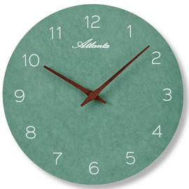 Atlanta Wall Clock Wood Modern MDF Quartz Round 30 cm Wooden Hands Numbers - 4521/6 (Green)