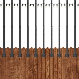 2.8Ft String Light Poles 10 Pack,Light Poles for Outside Lights,Outdoor with Fence Brackets Hanging Lights,Metal Stand Deck Patio Backyard