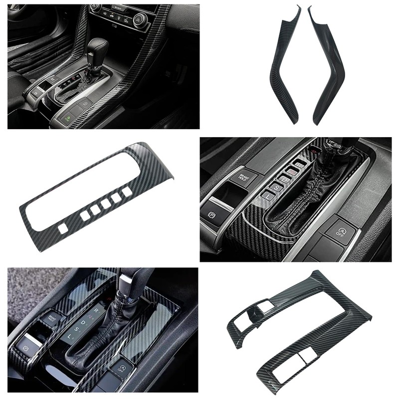 Center Console Automatic Gear Shift Panel Cover ABS Carbon Fiber