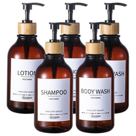 Shampoo and Conditioner Dispenser, 5Pack Refillable Shampoo and Conditioner Bottles,16.9oz Pump Bottles for Shampoo and Conditioner, Amber Shampoo Containers for Shower