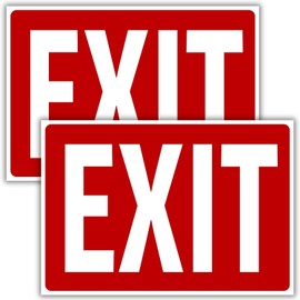 Berpahome (2 Pack) Exit Sign, 10 x 7 Inches, 120 Mil Plastic, UV Protected, Weather Resistant, Waterproof, Durable Ink, Easy To Mount