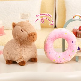 CozyWorld 10" Capybara Stuffed Animals,Donut Capybara Plush Toys,Kawaii Capybara with Donut Plushie Toys,Cute Capybara Birthday Gift for Kids Boys and Girls