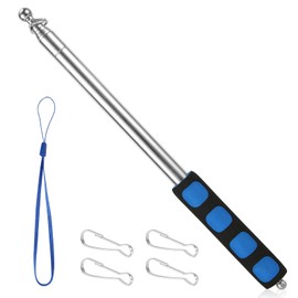 8.2ft Telescopic Handheld Flagpole with Clip, Portable Tour Guide Collapsible Flag Pole Telescoping Lightweight Retractable Banner Pole Stainless Steel Extendable Pointer Stick for Tour Teach (Blue)
