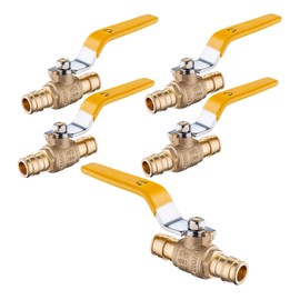 HeSun 5 PCs PEX A Expansion Ball Valve, 1/2-Inch Brass Shut Off Valve for Hot and Cold Water, Fit PEX-A Expansion Pipe, ASTM F1960, Yellow