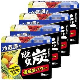 Deodorizing Charcoal [Bulk Purchase] Refrigerator Deodorizer, 4.9 oz (140 g) x 4, Binchotan Power (For Kimchi Odor, Garlic Odor, Raw Odor), Refrigerator, Kitchen, Regular Deodorizer, Deodorizer, Gel