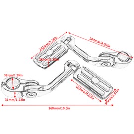 GIDIBII Universal Foot Pegs For Motorcycles Compatible with Harley Touring Street Glide Electra Glide Road King Softail CVO Dyna Trike Sportster with 1.25 Highway Pegs Angled Adjustable (Chrome-Long)