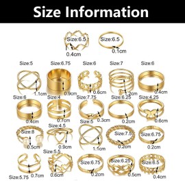 22 PCS Gold Rings for Women Set, Rings Women Set, Chunky Gold Rings, Gold Rings Set, Vintage Gold Rings Set, Knuckle Rings Women Gold, For Valentine's Day, Birthday Parties