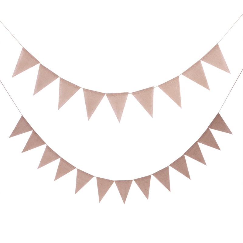 Linen Bunting Banner with 48pcs Flags Wedding Party Holiday Celebration