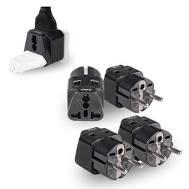 OREI European Adapter Plug, Travel Adaptor for Europe Schuko Countries 2 in 1, for Germany France Iceland Netherlands Russa Greece Spain - Safe Grounded Connection - Universal Socket - 4 Pack