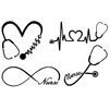 Nurse Decal Pack: Heart, Heartbeat, Infinity, Stethoscope (Black, Small 3.5")