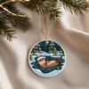 Playful Otter Christmas Ornament Round Ceramic 3 inches Cute Otter