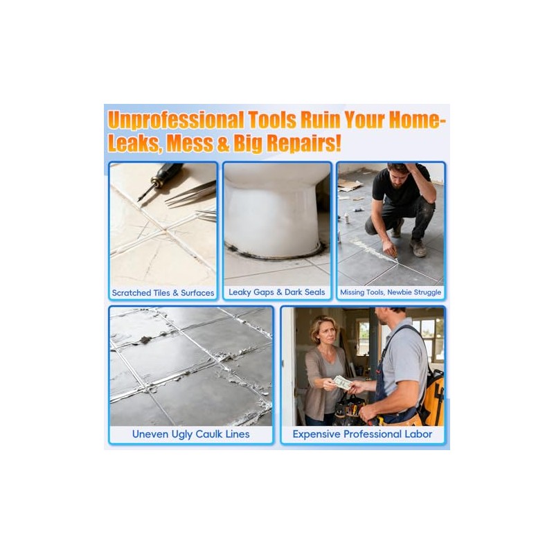 for 23-Piece Caulking Tool Kit, 3-in-1 Grout Removal Tool, Caulk