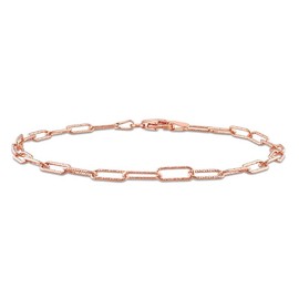 Women's Fancy Paperclip Chain Bracelet - Italian 925 sterling silver bracelets for Women - pulseras para mujer - 3mm - Unisex Design - Sterling Silver 925, Rose Gold Plated, Yellow Gold Plated (Fancy Paperclip Style - Rose Gold Plated - 7in)