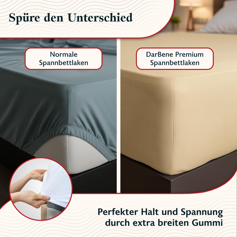 DarBene Fitted Sheet 90 x 200 cm Premium, 100% Premium