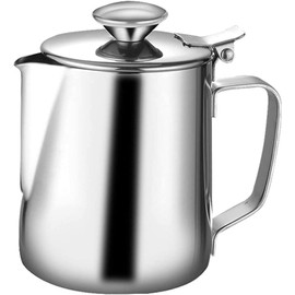 LATRAT Coffee Barista Milchkännchen Edelstahl, Perfekt für die Herstellung von Milchschaum Universalkanne, Milch Aufschäumen für Cappuccino und Latté, Silber600ml