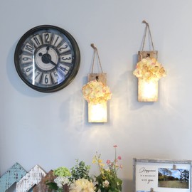 Besuerte Mason Jar Wall Sconces Set of Two - Wall Accents for Living Room - Farmhouse Wall Art Living Room - Wall Home Decor - Rustic Sconces Wall Decor (Medium, Rustic Brown)