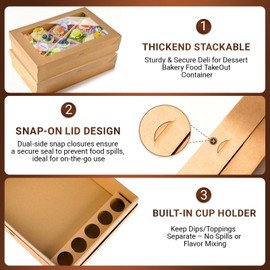 Large Cardboard Pastry Boxes with Lids Bulk Pack, Travel Charcuterie Board 40 PK, Disposable Catering Platterbox for 5-8 People, Sturdy Takeout Containers for Picnic Box To-Go 15"x10"x3.5"