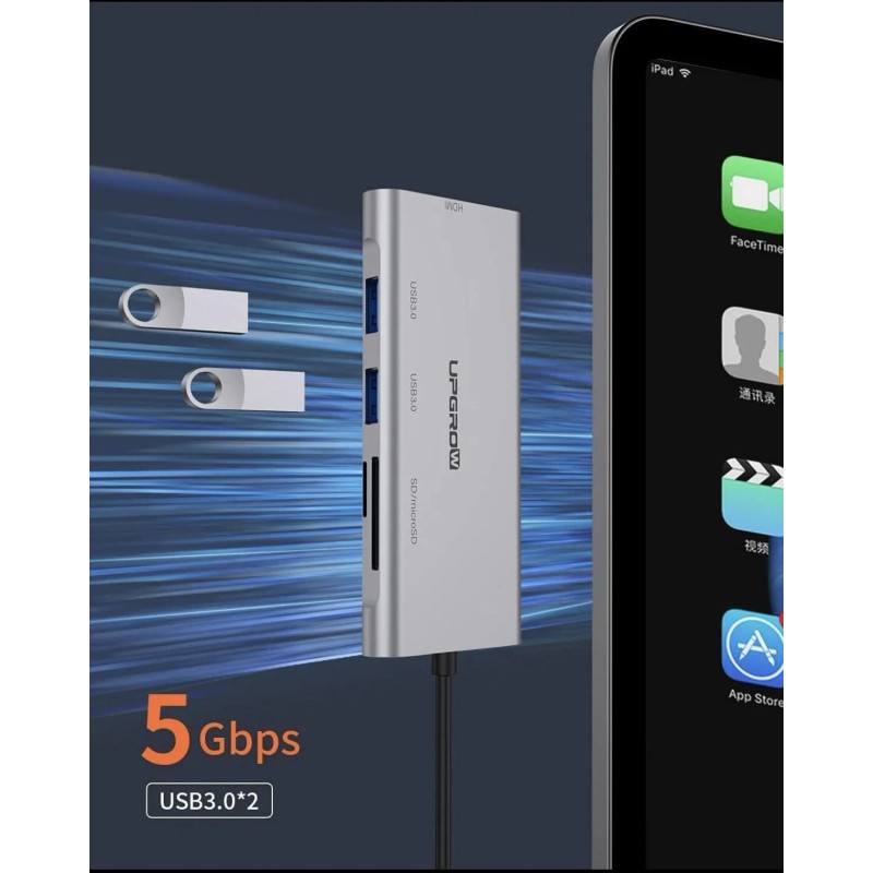 Upgrow 5in1 USB C Hub Adapter w HDMI, SD, Micro