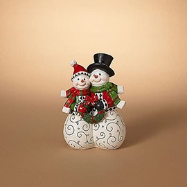 Gerson 2650020 Resin Snowman Couple Figurine, 9.4-inch Height