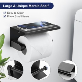 5-Piece Towel Bar Set Black Bathroom Hardware Accessories Set Upgraded Toilet Paper Holder with Shelf Towel Holder Set for Bathroom Stainless Steel Wall Mounted