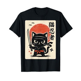 Cute Samurai Ninja Cat Warrior Japanese Anime Gifts Funny T-Shirt