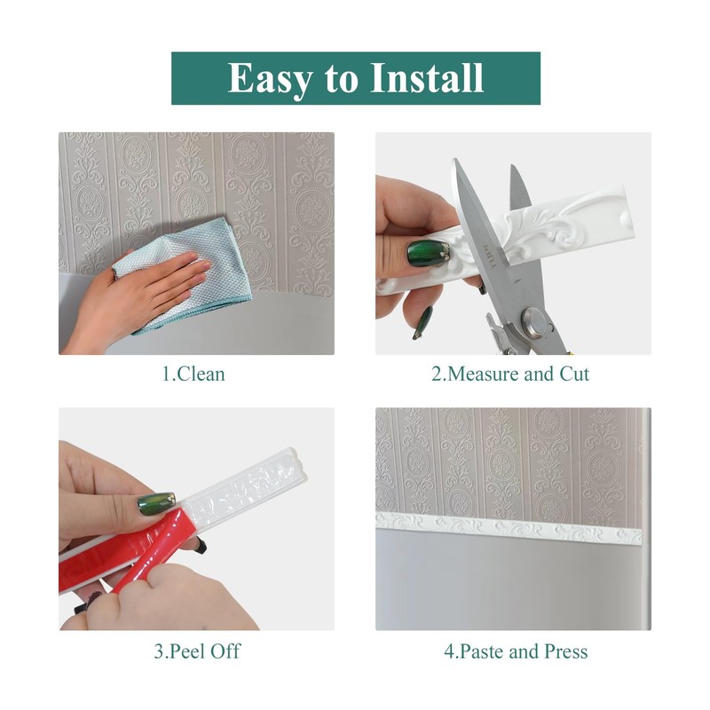 YEFANXI Self-Adhesive Flexible PVC 3D Embossed Wall Molding Trim -